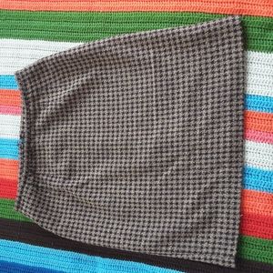 Norton McNaughton Slub  Houndstooth Skirt L 12 Brown Navy Vintage Academia